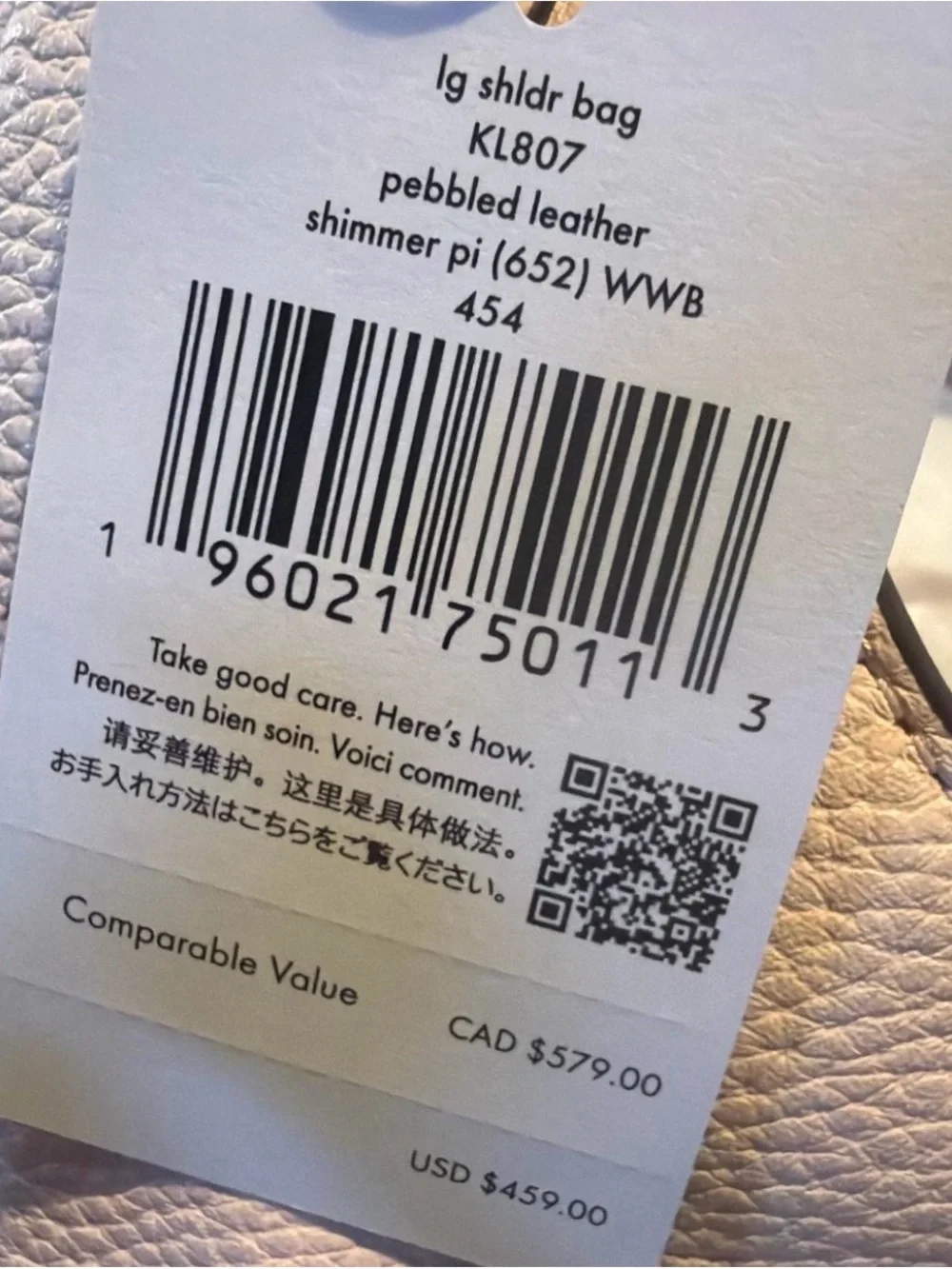 kate spade New York LARGE 454 bag- Shimmer Pink